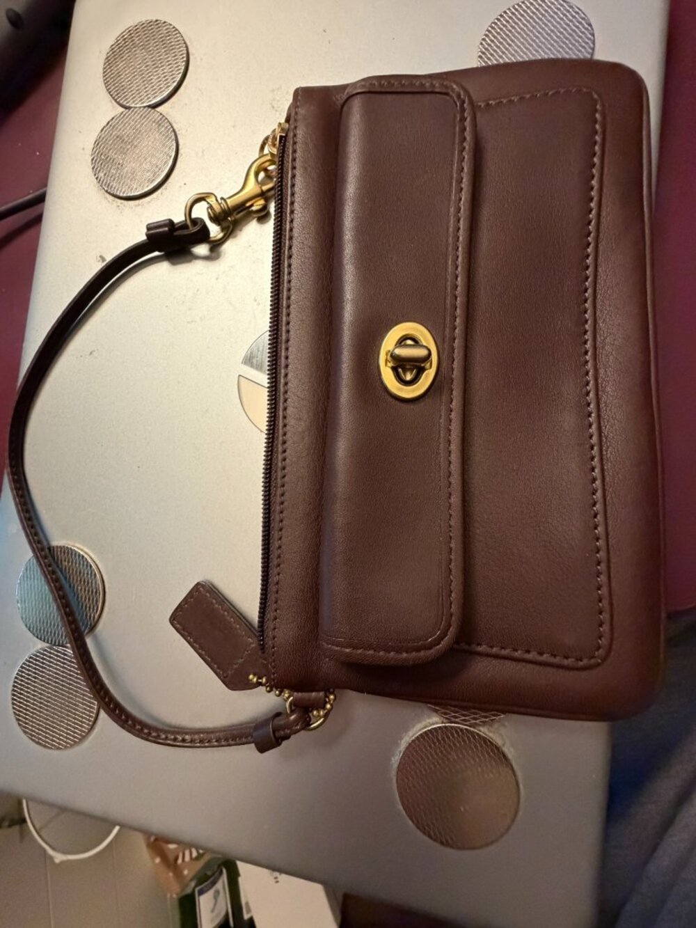 Coach Legacy turn-lock leather wristlet wallet